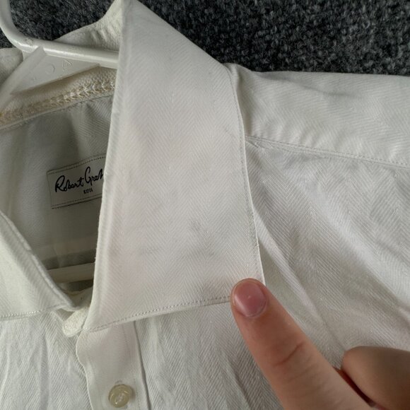 Robert Graham White Long Sleeve Button Up Shirt Men Size 17.5 (44) All Cotton - Picture 10 of 16